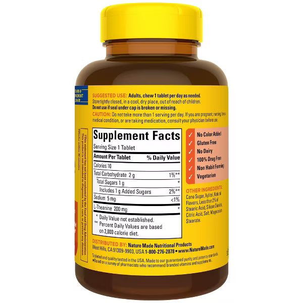 Nature Made L-Theanine 200mg Chewable Tablets