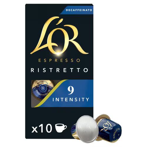 L'OR Espresso Decaf Ristretto Capsules 10 Ct (Case of 10 Boxes / 100 Pods Total)