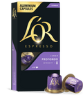 Là'r Espresso Lungo capsules packaging with two capsules on a white background
