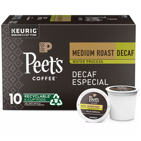 Peet’s Decaf Especial Medium Roast K-Cup Pods – Six 10-Count Boxes