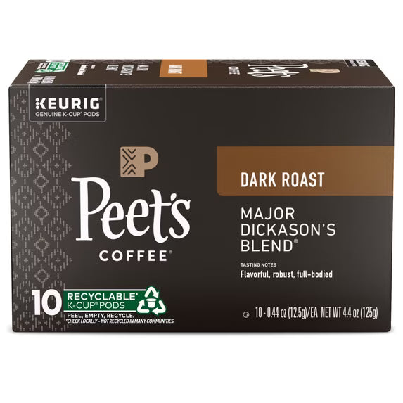 Peet’s Major Dickason’s Dark Roast K-Cup Coffee Pods – 10 Count