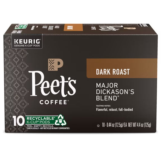 Peet’s Major Dickason’s Dark Roast K-Cup Coffee Pods – 10 Count