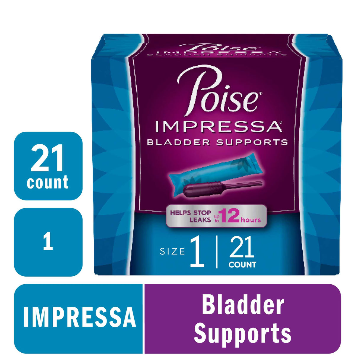 Poise Impressa Women's Incontinence Bladder Support — Size 1, 21 Count