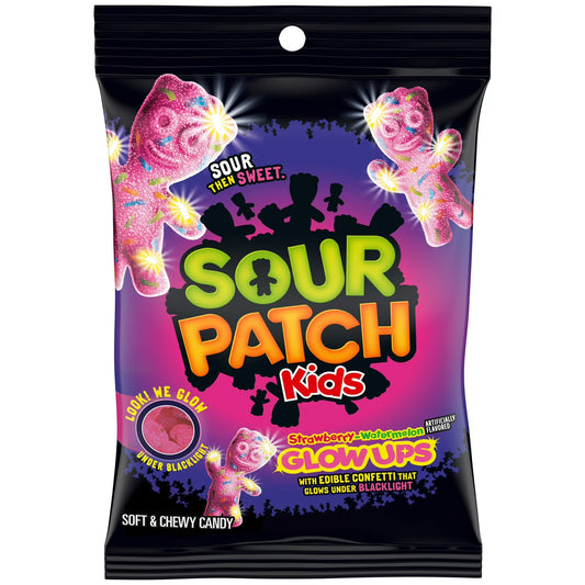 Sour Patch Kids Glow Ups Candy — 6.7oz Peg Bag (12-Pack Case / Clearance)