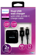 Philips Mobility Elite Dual USB Wall Charger with 6 ft Cable