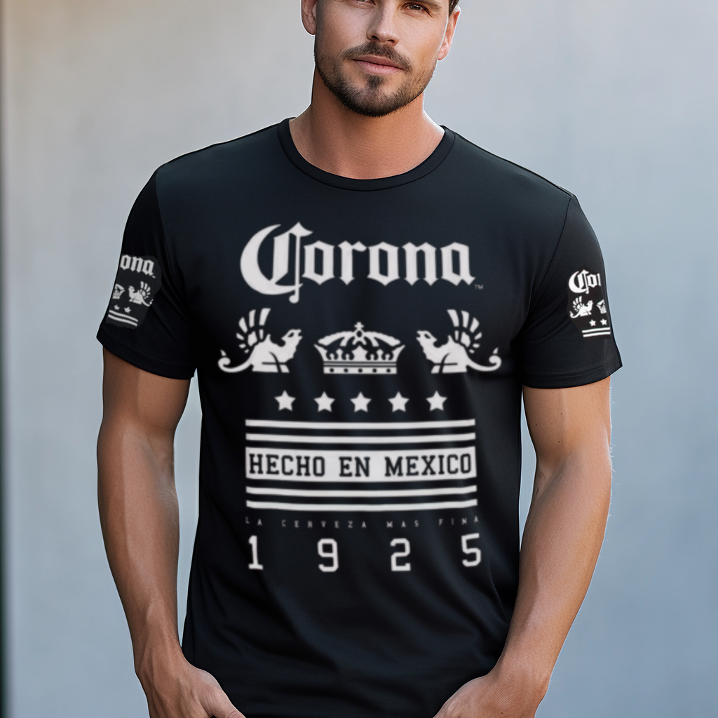 Corona Hecho en México 1925 Men’s Graphic T-Shirt – Black, XL