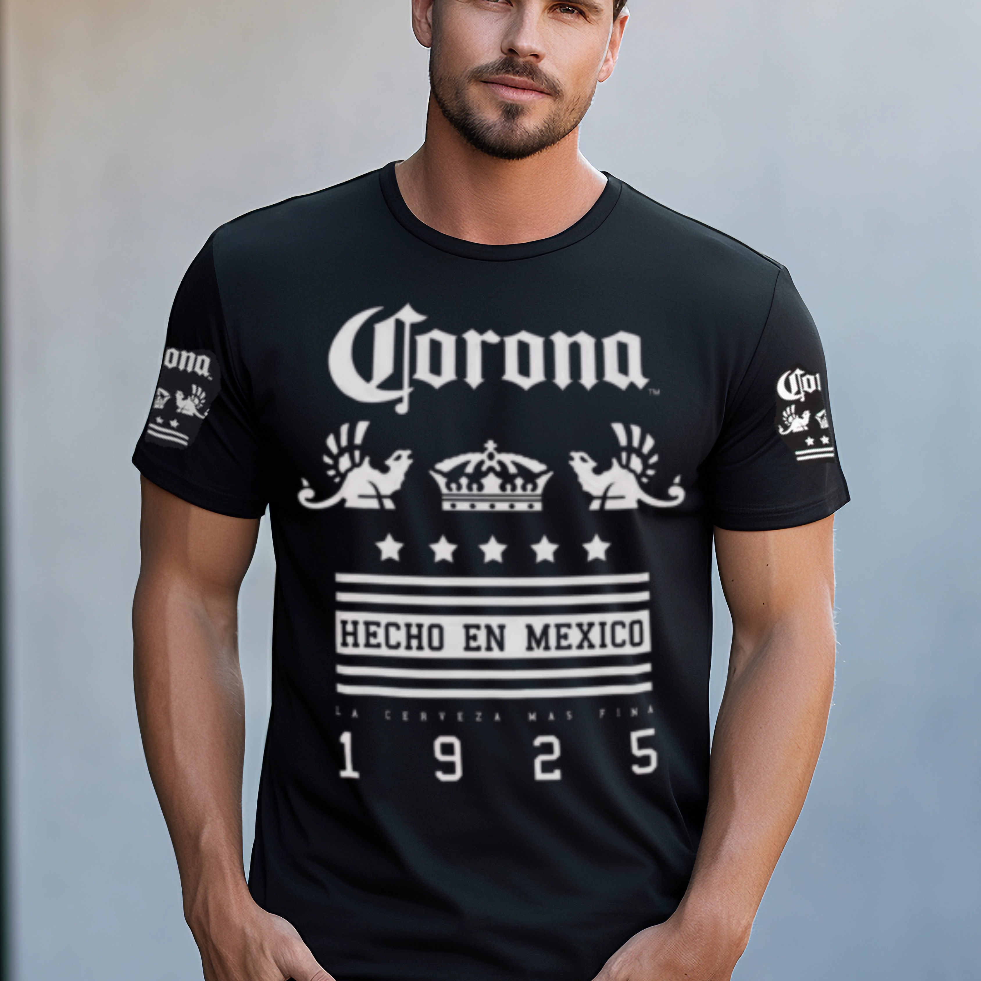 Corona Hecho en México 1925 Men’s Graphic T-Shirt – Black, XL
