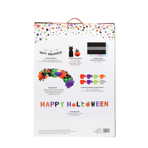 Happy Halloween Party Kit — 136-Piece Yard Sign, Balloon Garland & Decor Bundle