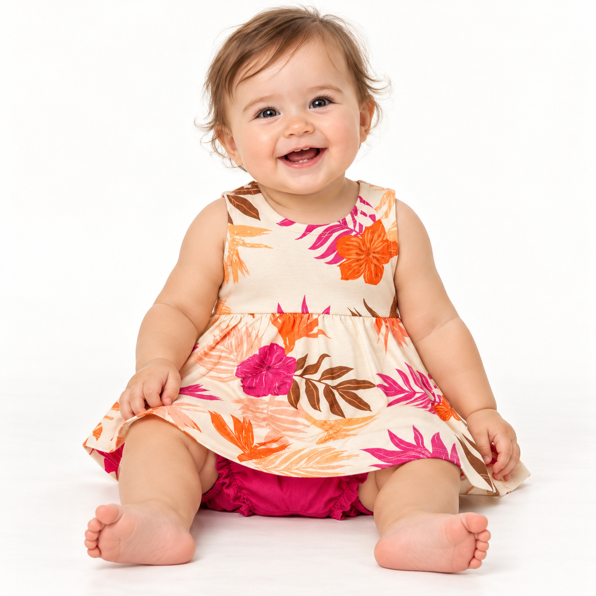 Carter's Infant Baby Girl 2-Piece Tropical Dress and Romper Outfit Set — Pink Floral