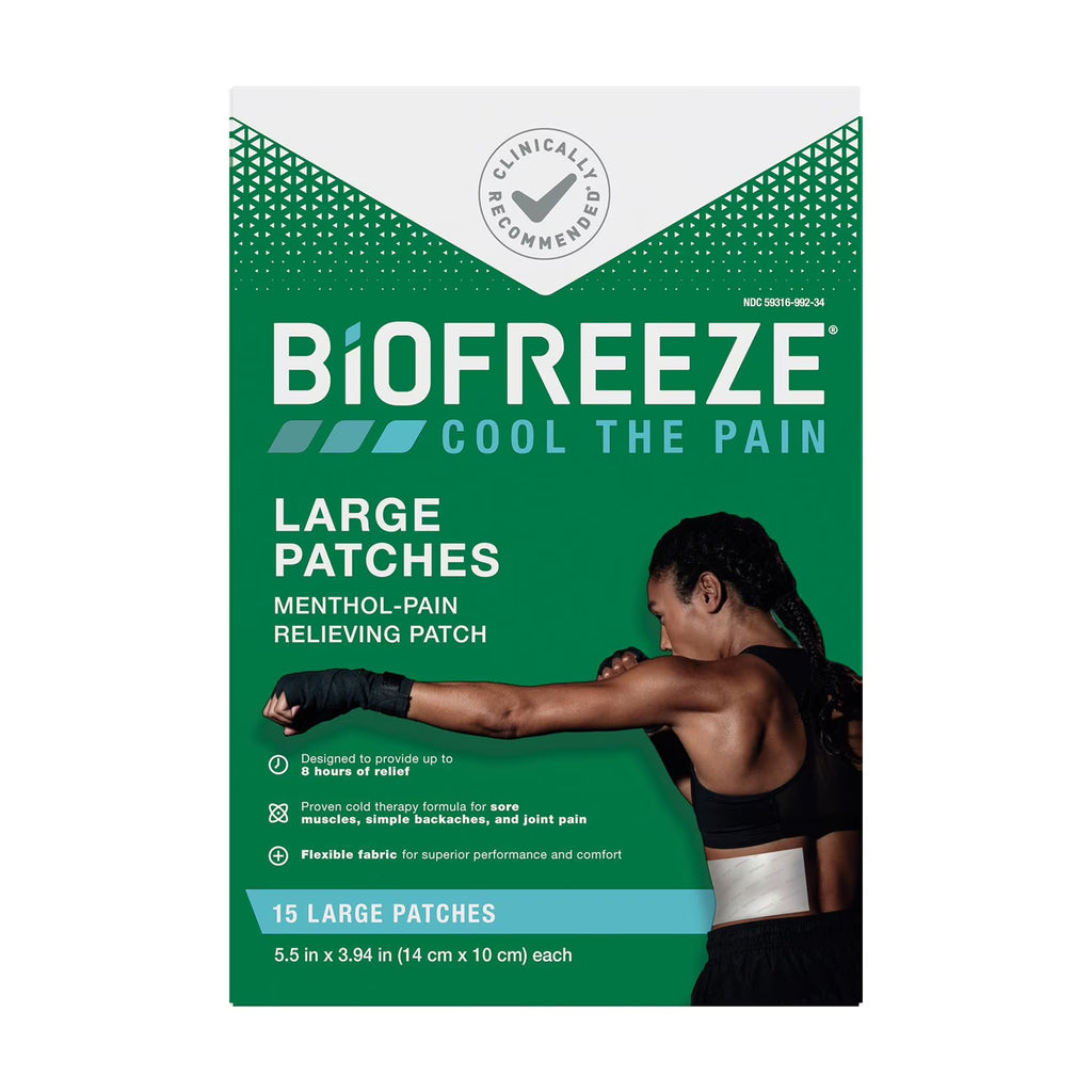 Biofreeze Large Menthol Pain Relief Patch 15-ct Box (Case of 15 / 225 Total Patches)