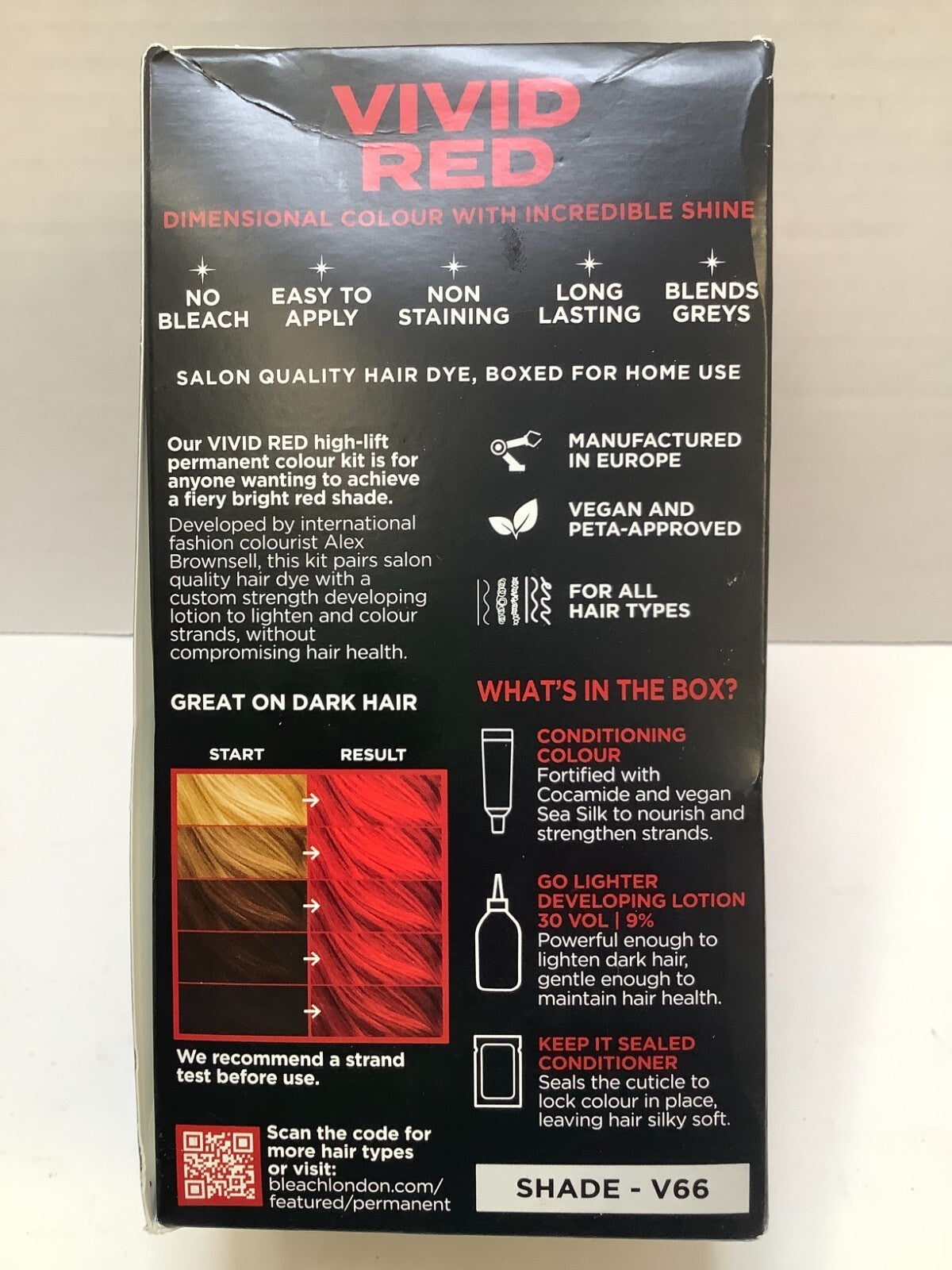 No Bleach London V66 Vivid Red Permanent Vegan Hair Dye – 2 Pack