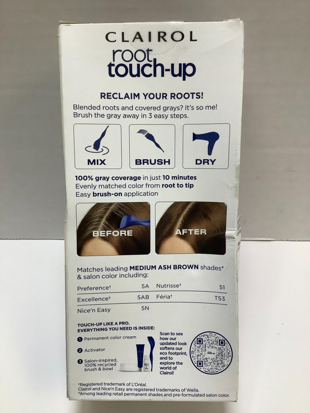 Clairol Root Touch-Up Permanent Hair Color Crème – 5A Medium Ash Brown, 3 Pack