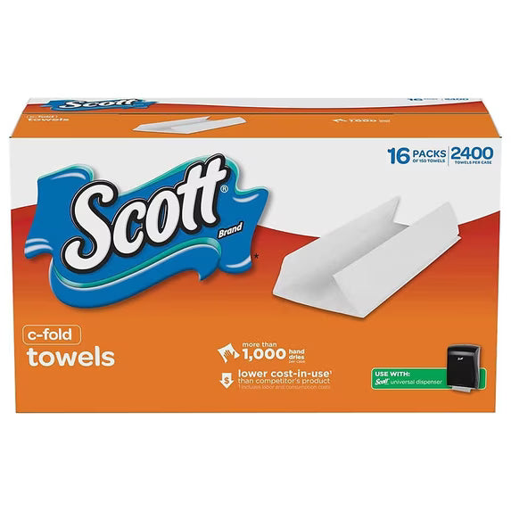 Scott C-Fold Paper Towels – 16 Packs, 2,400 Towels per Case