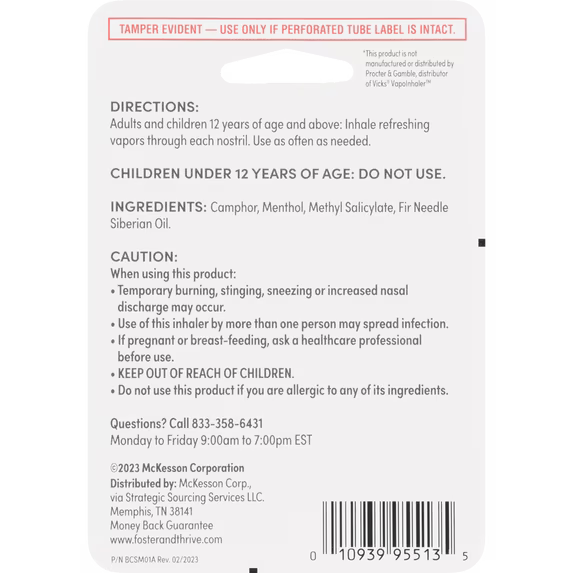 Foster & Thrive Portable Non-Medicated Vapor Inhaler (0.007 oz)