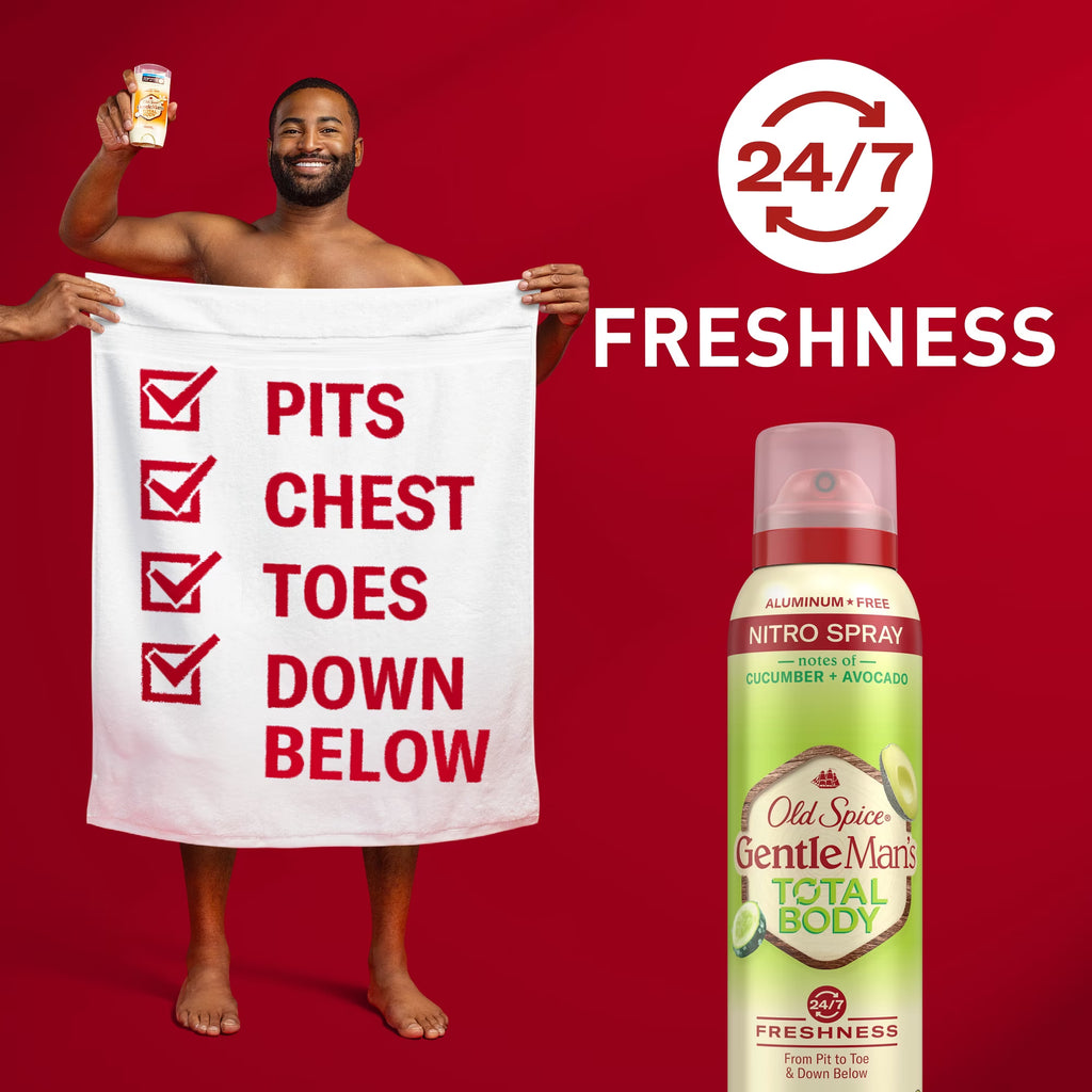 Old Spice GentleMan's Blend Total Body Deodorant Spray – Cucumber + Avocado
