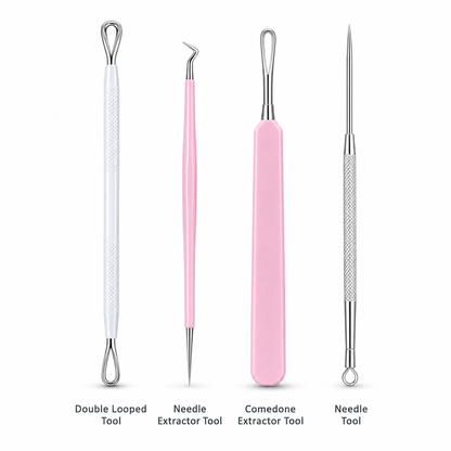 Studio Selection 4-Piece Blemish Extraction Tool Kit — Pink