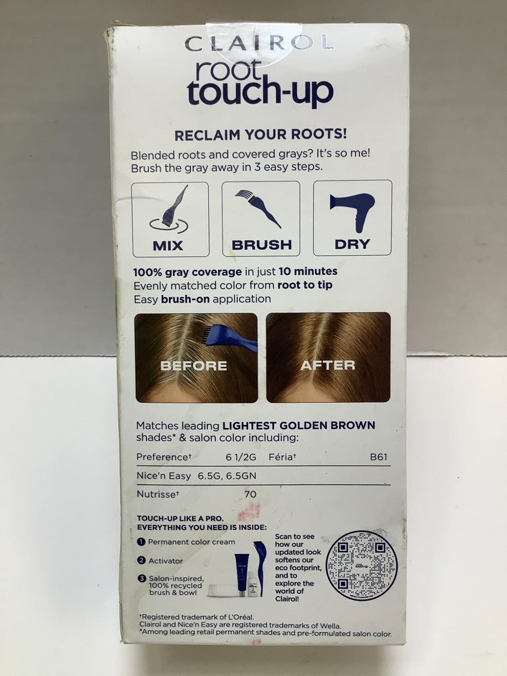 Clairol Root Touch-Up Color Blend – 6.5G Lightest Golden Brown, 3 Pack