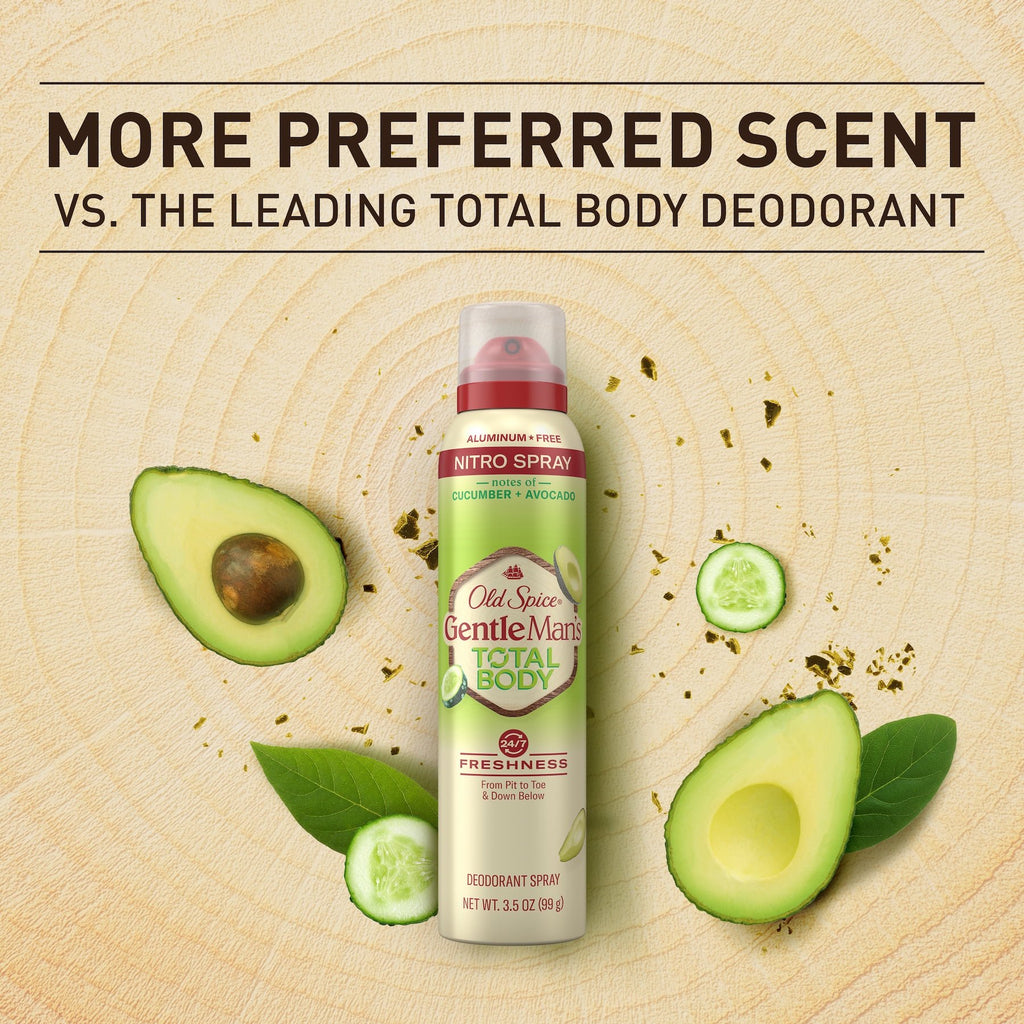 Old Spice GentleMan's Blend Total Body Deodorant Spray – Cucumber + Avocado