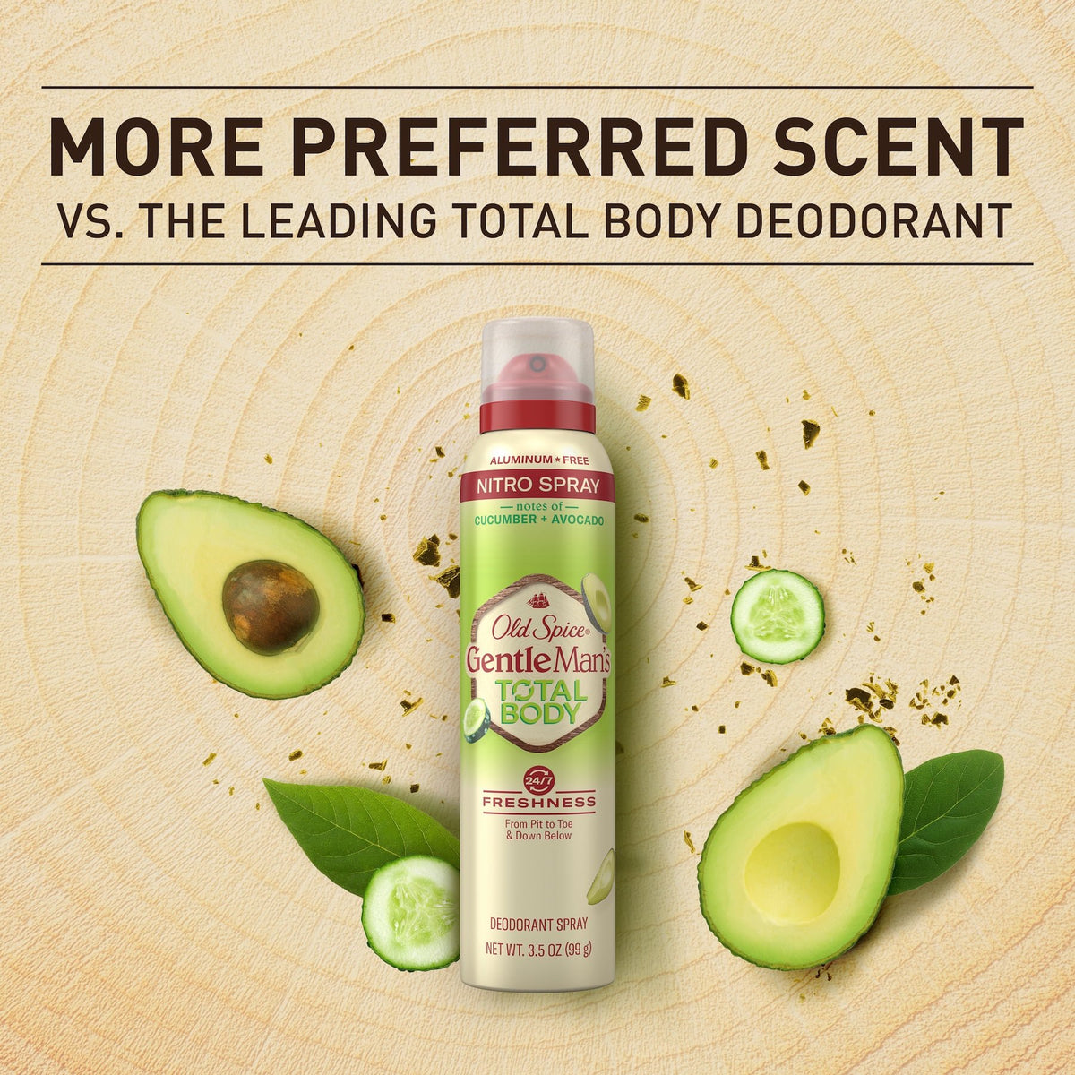 Old Spice GentleMan's Blend Total Body Deodorant Spray – Cucumber + Avocado
