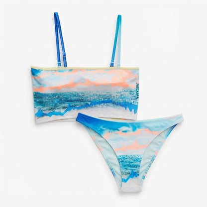 American Eagle Aerie Real Good UPF 50 Matching Bikini Set — Blue Beach (Top & Bottom Bundle)