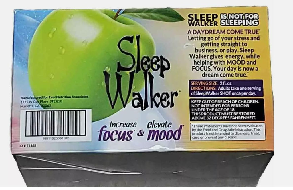 Sleep Walker Green Apple Focus & Mood Shot – 2 oz, 12 Pack
