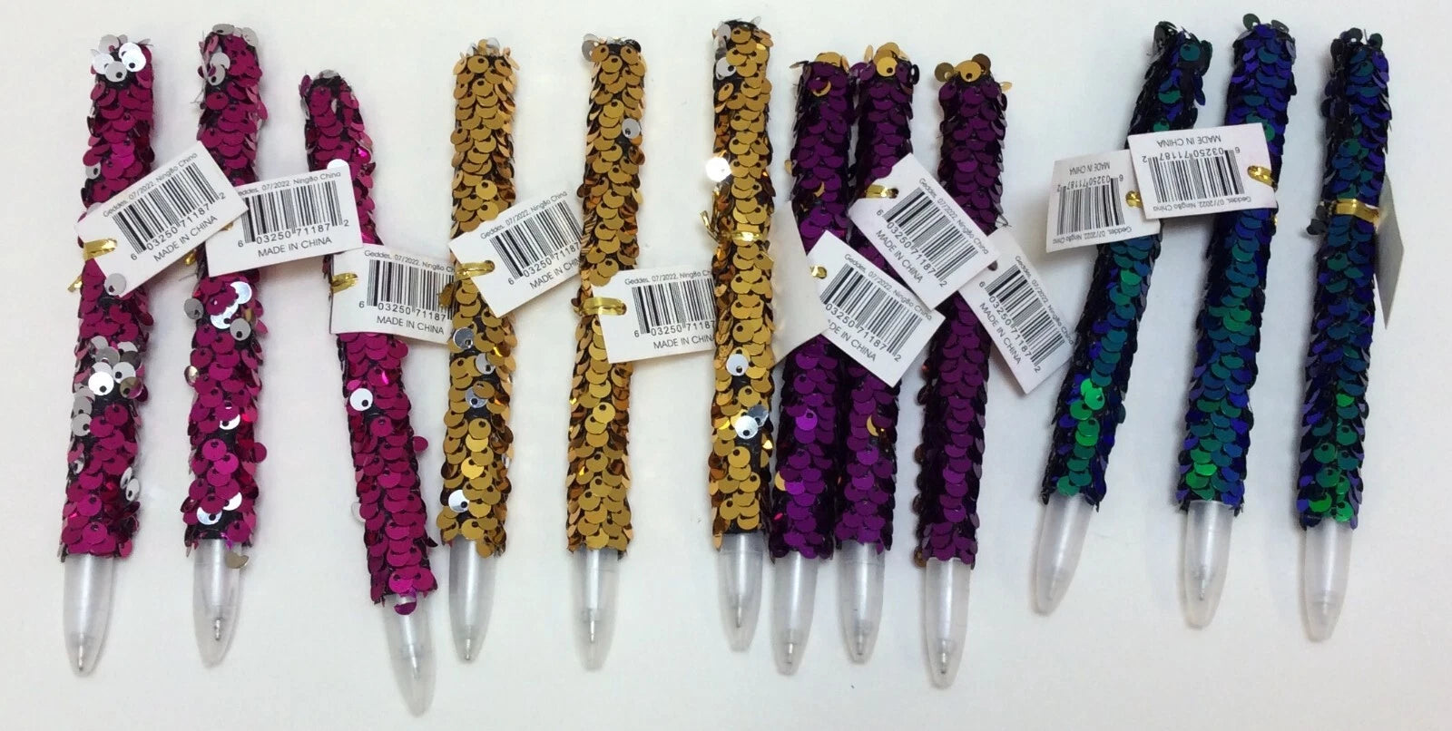 Reversible Sequin Ballpoint Pens – Assorted Colors, 12-Pack