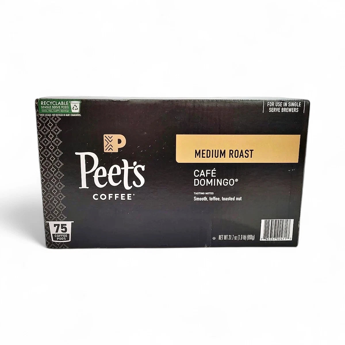 Peet’s Café Domingo Medium Roast K-Cup Pods – 75 Count